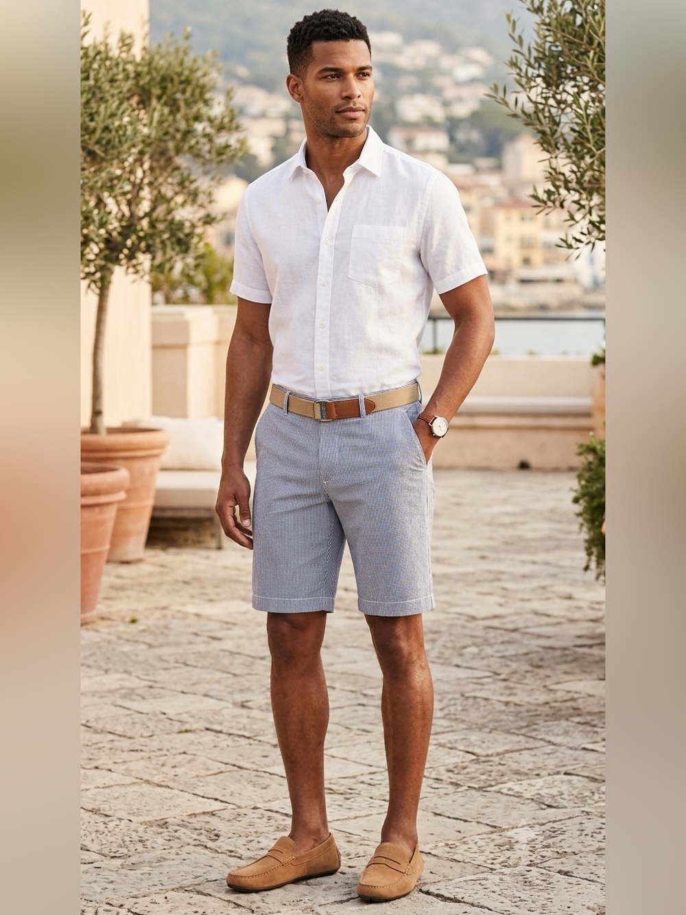 Tommy Hilfiger Light Blue Seersucker Flat Front Shorts Size 4